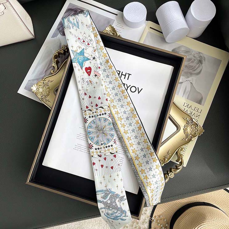 D versión alta 18 mm bufandas de seda cinta cinta delgada correa de pelo larga decoración pequeña bufandas animales de la selva H