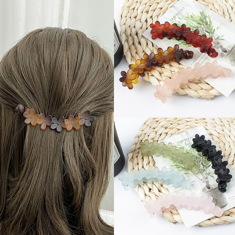 レトロなスタイルのワンライン梅の花クリップ、かわいいサイドクリップ、マルチカラーオプション、女の子向けの絶妙なバスヘアアーティファクト、ヘアピン、ヘアアクセサリー|undefined