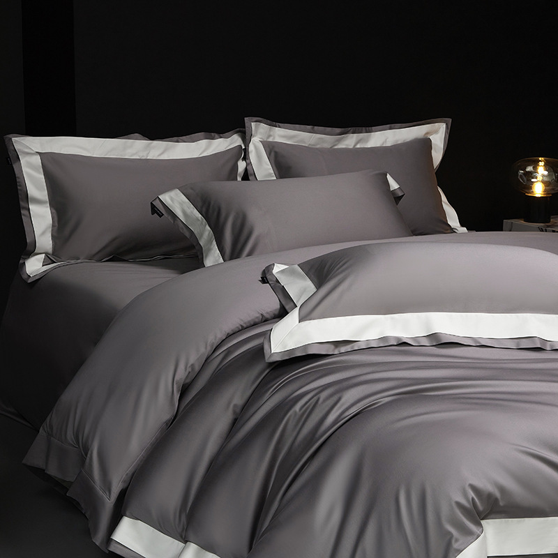 Luxury Cotton Duvet Cover Set Breathable Solid Colour Bedding_voghion.com