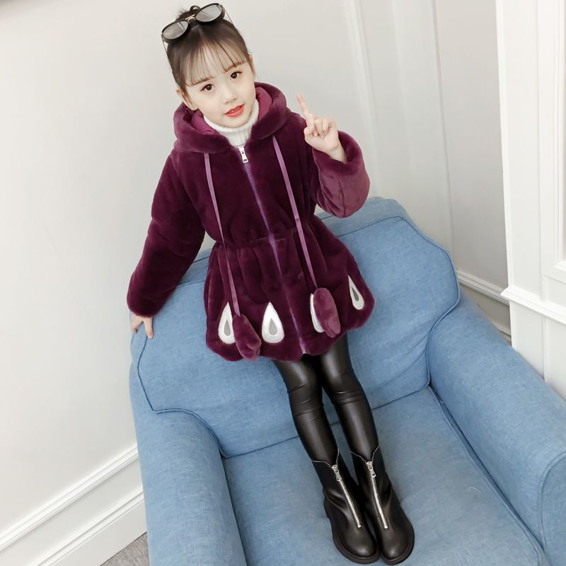Abrigo para niñas 2024 nuevo estilo coreano chaqueta acolchada gruesa chaqueta acolchada de algodón para niñas, abrigo de invierno para niños grandes, piel sintética