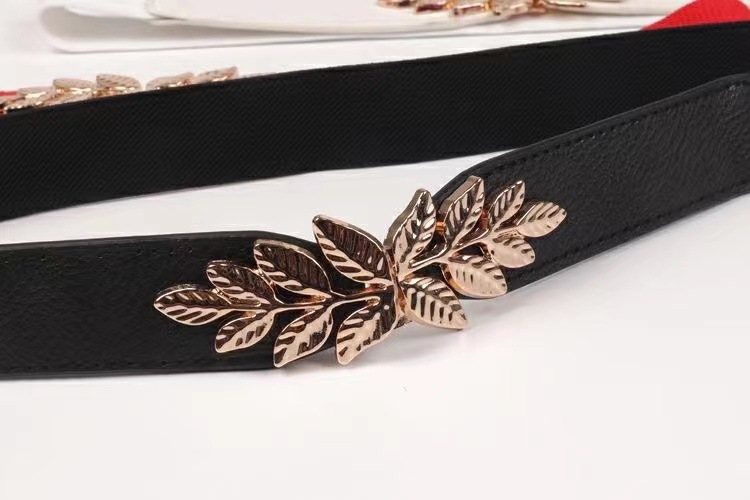 Simple Style Leaves Pu Leather Elastic Band Women's Leather Belts 1 Piece display picture 5