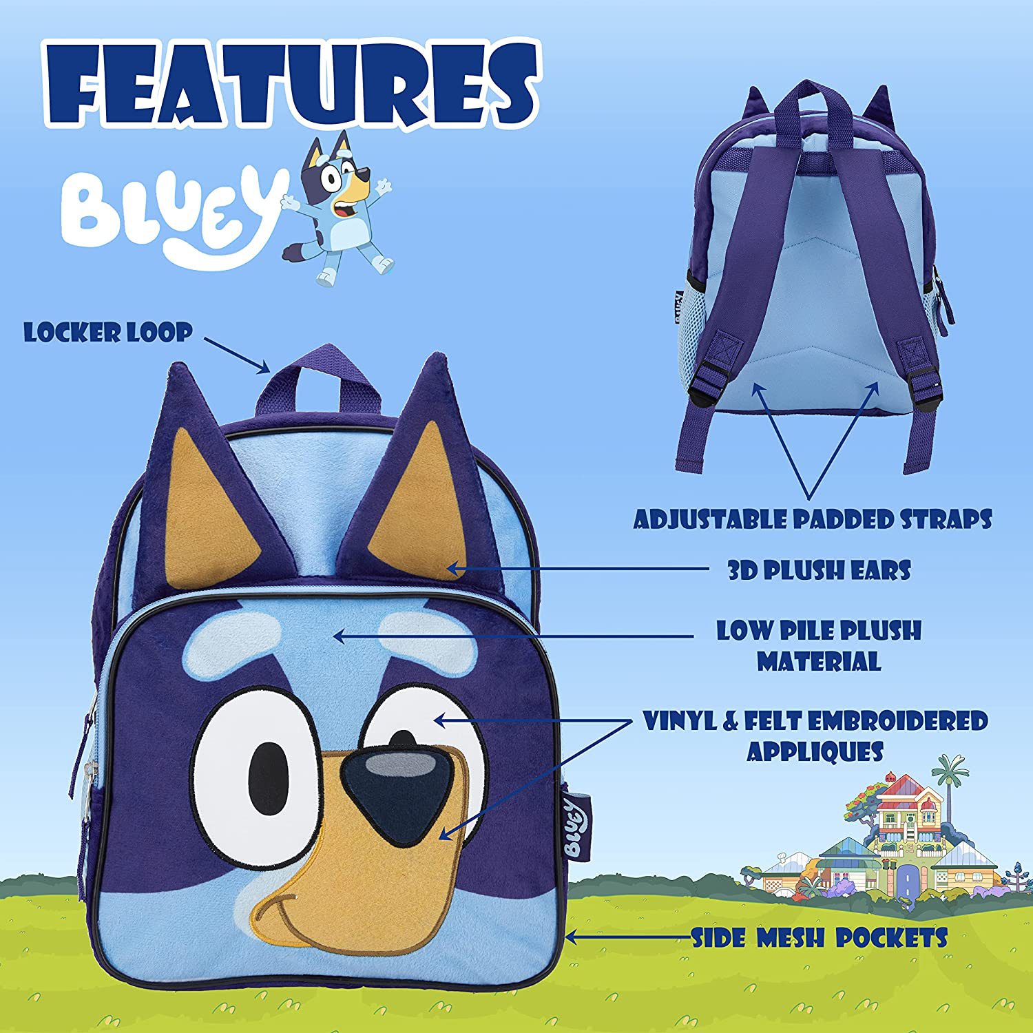 跨境新品bluey talking plush布鲁依狗包一家宾果狗书包双肩包