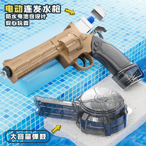 Large Electric Repeating Water Gun with Large Capacity, Glock-style New Left-Hand Revolver Handgun Outdoor Toy for Boys and Children