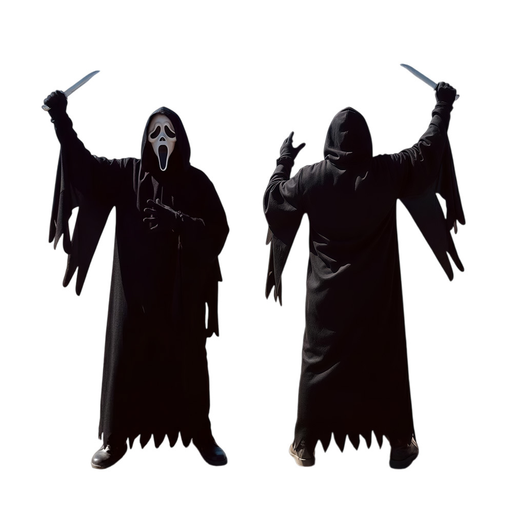 Disfraz de Scream 5, cosplay de terror, capa de Halloween, réplica de la película, disfraz de Grim Reaper, estilo de terror