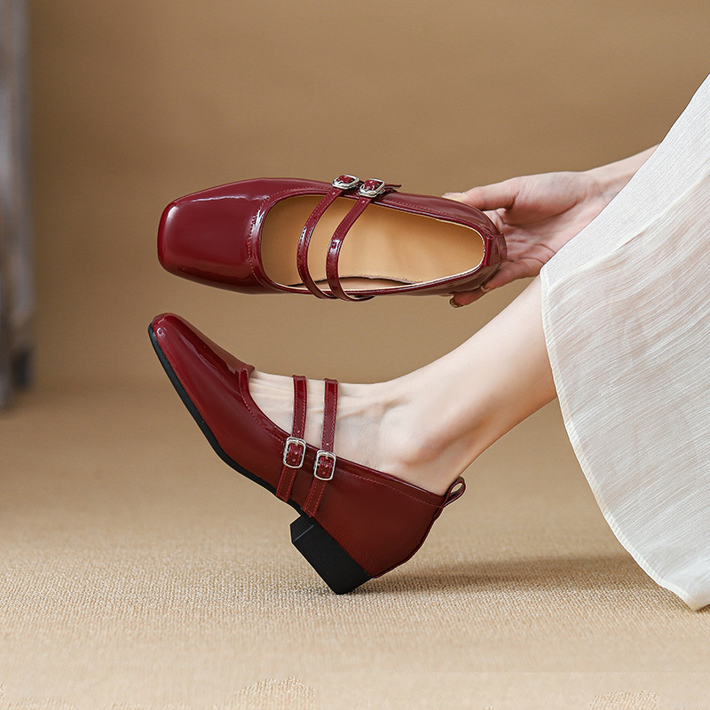 Mary Jane Single-layer Shoes Women's Chunky Heeled Late Evening Fairy Style 2025 Spring and Summer New Gentle Inner Heightening Shoes Small Leather Shoes