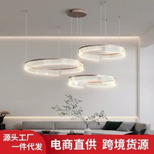 北欧后现代简约金色圆环吊灯别墅酒店客厅餐厅轻奢led圆形大厅灯