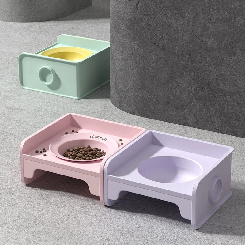 Квадратная миска для кошек Керамическая подставка для шеи для домашних животных Двойная миска для кошек для еды и воды для кошек