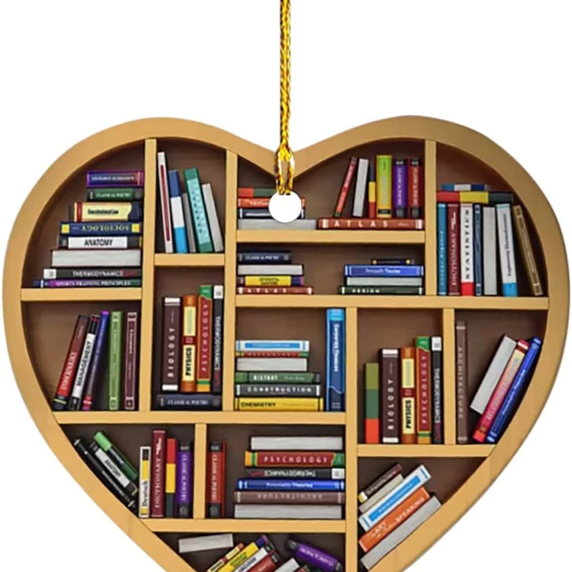 2022 acrílico ornamento libro amantes en forma de corazón bibliotecario ornamento coche colgante decoración del hogar