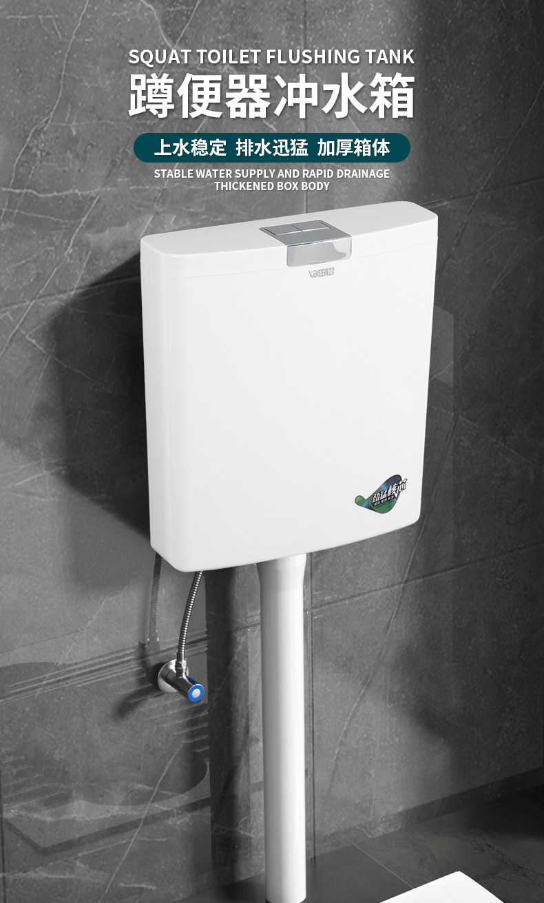 Wall-mounted toilet, flushing tank, squat toilet, thickened water tank, silent double-button water pump for household bathroom details Picture