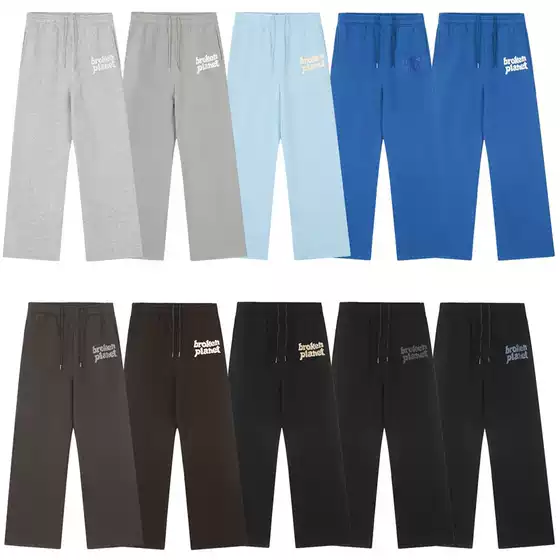 Broken Planet Broken Planet Foam Letter Print Men's and Women's Loose Casual Velvet Straight Pants Trendy