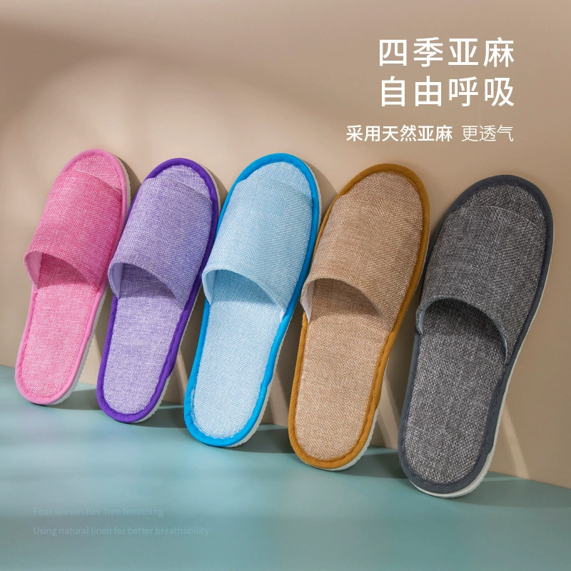 Летние льняные тапочки оптом для гостиниц, хостелов и комнат B&B. Хлопчатобумажные и льняные, нескользящие.