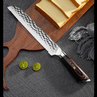 8inch bread knife commercial satin hammered steel head knife 8-inch bread knife toast knife