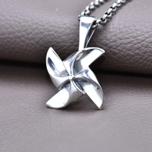 s925纯银风车吊坠男女款情侣小众设计嘻哈朋克风项链挂坠轻奢批发