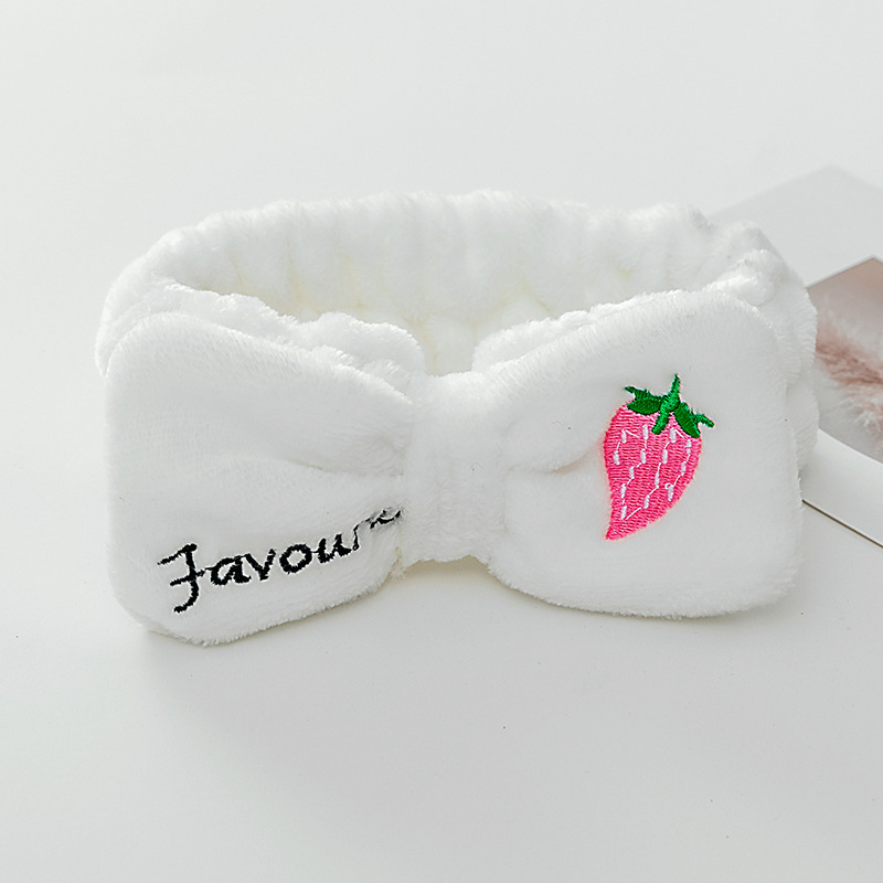 [Pequeña venta al por mayor] lavado de cara máscara de maquillaje de todo fósforo Linda fresa bordado arco banda de pelo
