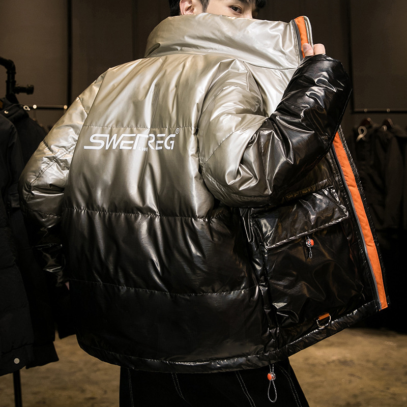 Men's White Padded Jacket Stand Up Collar Warm Winter Coat_voghion.com