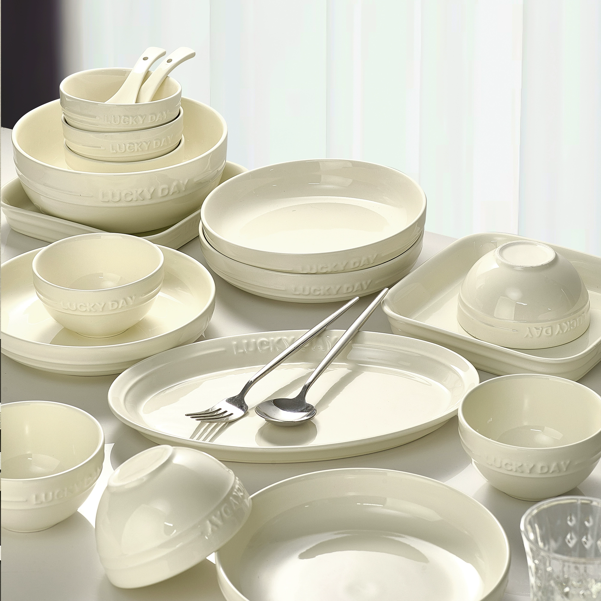 Керамическая чаша с ощущением кремаTableware, набор посуды 2025 года с подглазурной окраской чаши и палочки для дома, переносной набор
