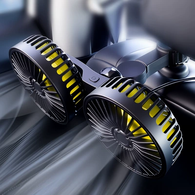 New Model of Dual-Head Fan for Car and Home Use, with Adjustable Clip-On Design, Multifunctional Mini Dual-Head Fan for Cars (Digər kiçik elektrik cihazlar) - snap-on-double-head-car-fan-2006