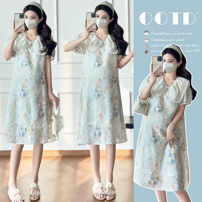 Real Shot~2026 Summer New Sweet and Fashionable Super Stylish Embroidered Age-Reducing Short-Sleeve Maternity Dress