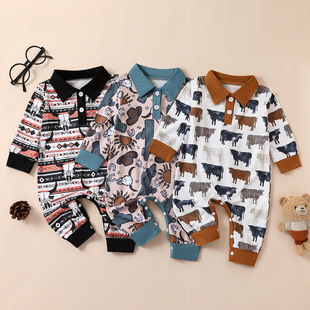 Cross-border infant neutral boys and girls baby polo shirt three-color long sleeve stand collar L136aa