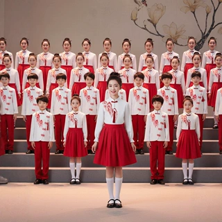 儿童初中小学生女童中国风合唱红色爱国朗诵演讲比赛万疆演出服装