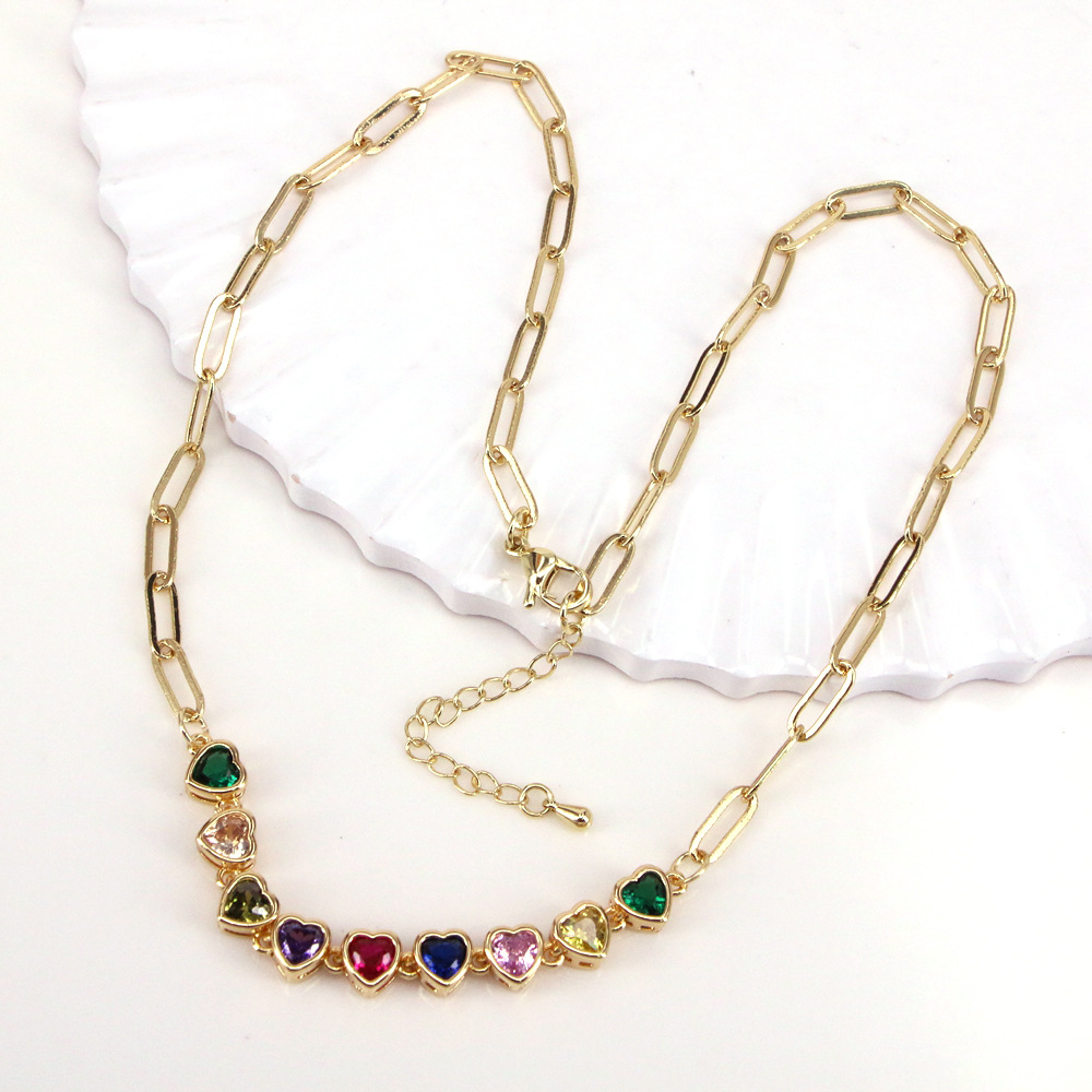 Fashion Oval Copper Necklace Gold Plated Zircon Copper Necklaces