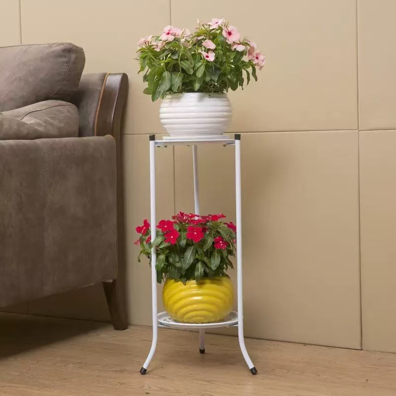 グリーンフラワーシェルフ多層鉄植木鉢スタンド床置き省スペースヨーロッパ二層屋内フラワーシェルフバルコニーラック送料無料|undefined