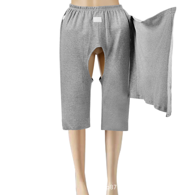 커버-프론트 크롭 팬츠 코튼 그레이