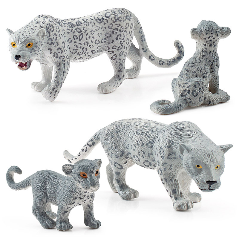 Simulación transfronteriza bosque animal leopardo modelo de leopardo grande y pequeño juguete de decoración de escritorio estática cognitiva