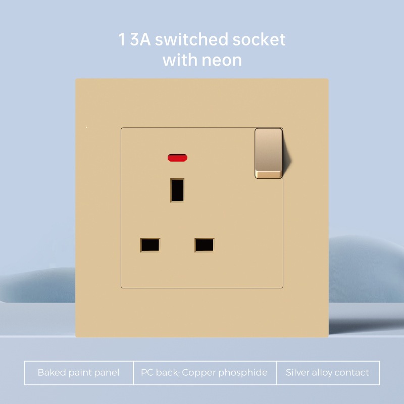 Interruptor de pared de borde de oro británico enchufe de plástico PC multifuncional 86 interruptor de cocina USBTypeC carga rápida