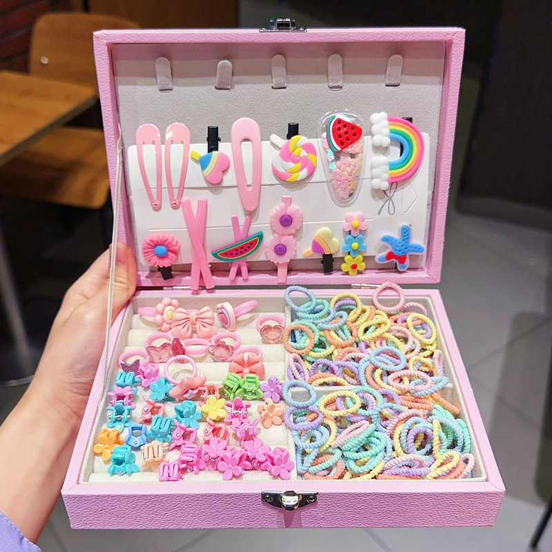 Caja de regalo para niños Jewelry Set linda niña pequeña regalo de cumpleaños princesa cabello cabello cuerda caja de joyería de alta gama
