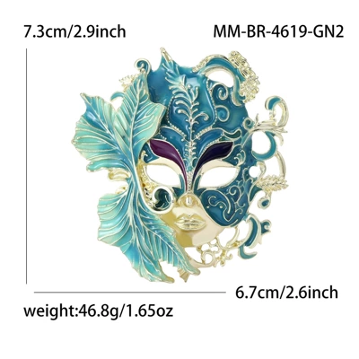 Mask Brooch Alloy Personality: Yaxa sancaqları - mm-br-4619-gn2