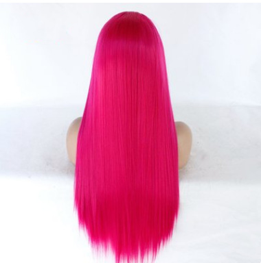 Europa y los Estados Unidos frente encaje fibra química peluca de moda damas fluorescente medio largo cabello recto medio tejido mano cubierta LW0142