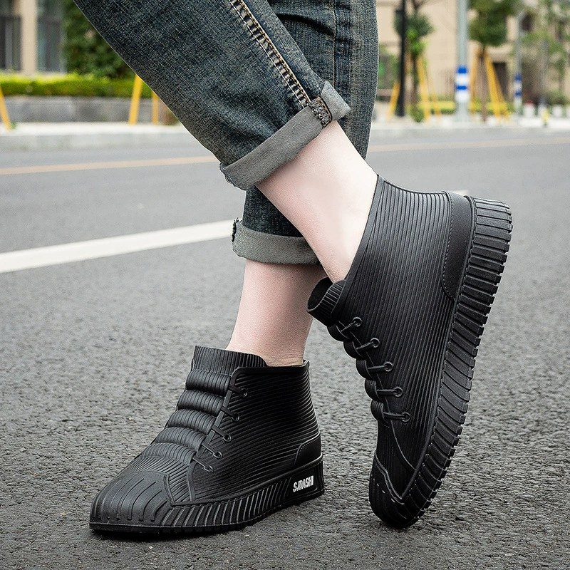 Трансграничные новые резиновые сапоги мужские водонепроницаемые туфли носить модные студенты короткие сезоны работы нескользящие сапоги для взрослых резиновые туфли