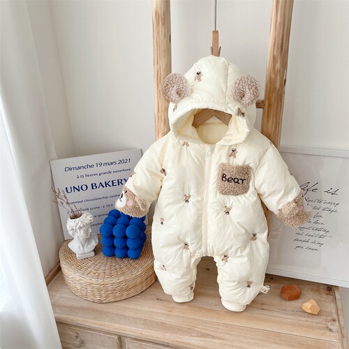Baby winter clothing, plus velvet and thickened cotton-padded clothes, Korean version of baby's cute and super cute onesies, winter outing crawling clothes, cotton-padded jackets