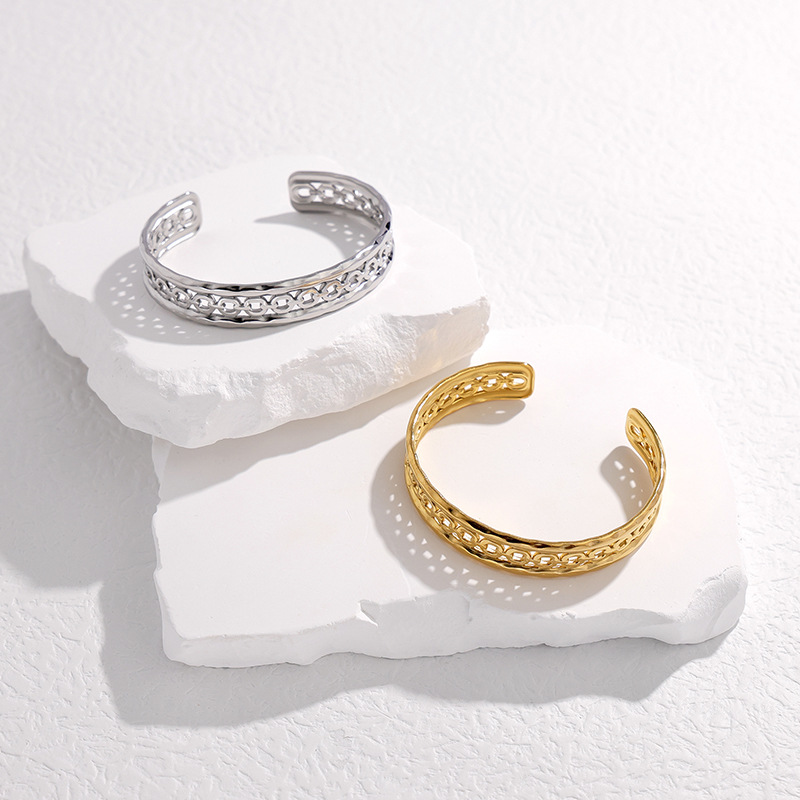 18K Gold Plated Plating Material Fashion Geometric 304 Stainless Steel 18K Gold Plated Stainless Steel Bracelets In Bulk