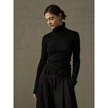 [共线]COLNE冬季新款绵羊毛高领堆叠翻折柔软修身针织打底衫C5512