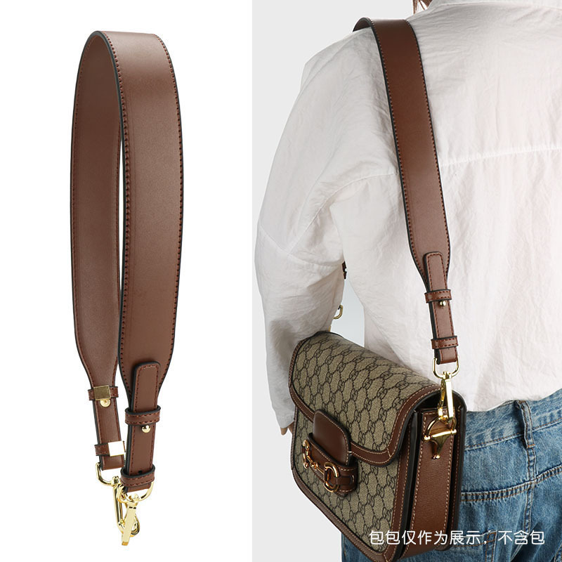 New Bag Accessories Strap Black Cowhide Bag Strap Portable Shoulder Solid Color Bag Wide Shoulder Strap Versatile Multi-Color Bag
