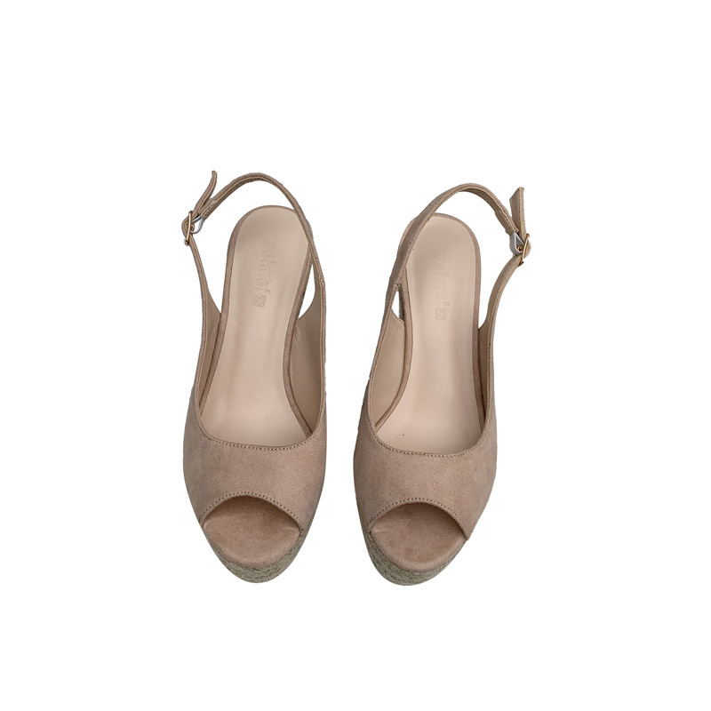 Women's Summer Wedge Sandals Straw Woven Platform Peep Toe_voghion.com