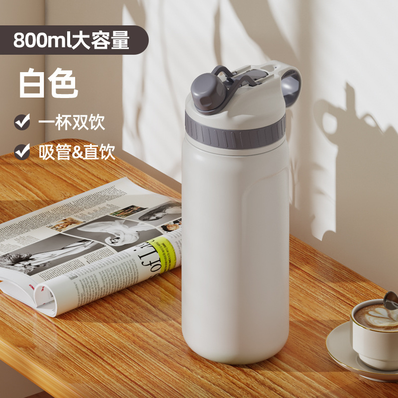 高品質保温カップ カスタム316食品グレード 二層構造蓋付き ダブルストロー付き水筒 大容量 妊婦さんや寝たきりの方にも使えるカップ|undefined