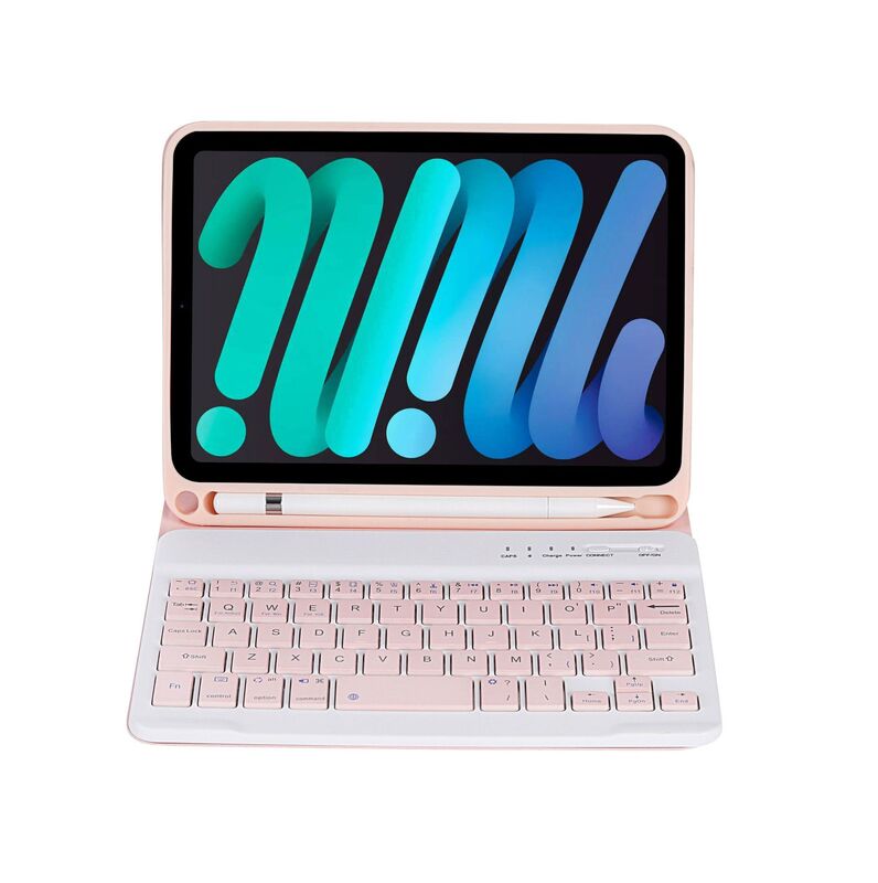 Suitable for iPad Mini67 Wireless Bluetooth Keyboard Tpu Shell Protective Case with Pen Slot Bluetooth Keyboard Protective Leather Case