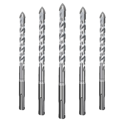 Ceramic drill glass triangle drill alloy drill bit round handle two pits two slots light electric hammer suitable for cement wall hole opener
