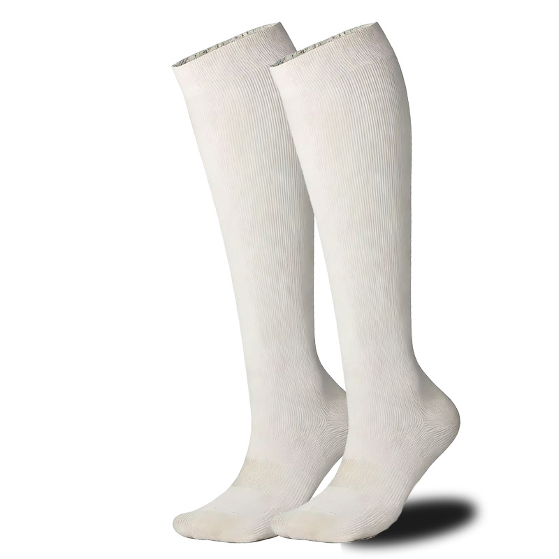 Bamboo fiber compression socks for sports, fitness, color-blocked, breathable, compression running