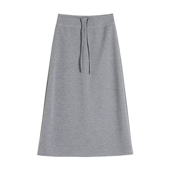 Solid color fitted long skirt