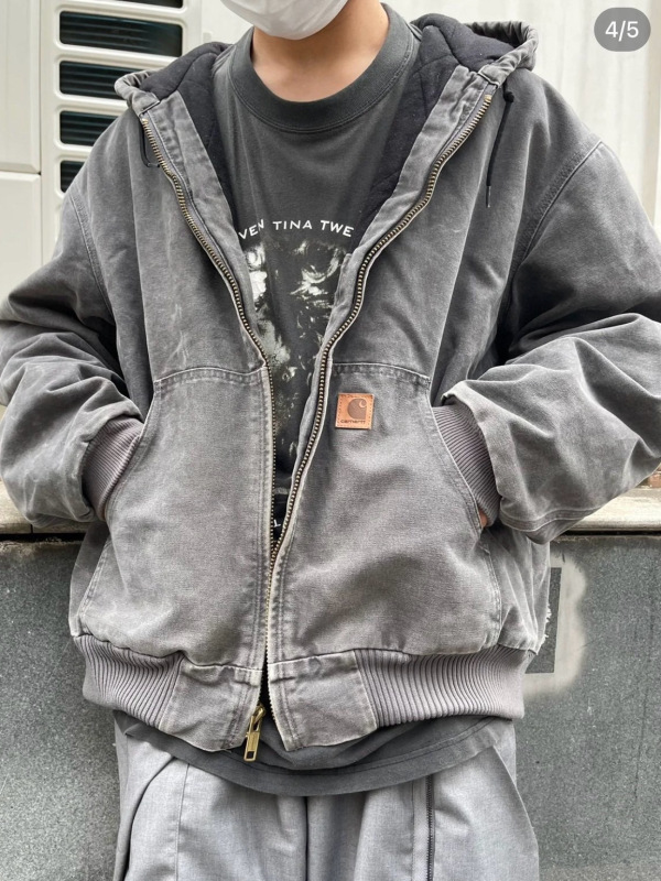 クロスボーダー高品質 Carh カハ ダメージ加工 ワークウェア フード付き アメリカン レトロ 秋冬 フード付き スウェット ジャケット j130|undefined