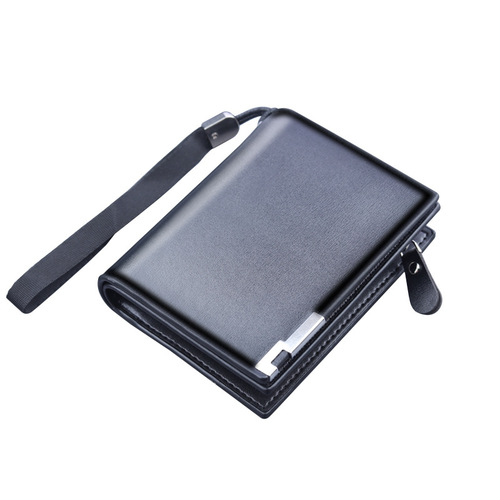 Men's short wallet, men's zipper wallet, men's large capacity tri-fold wallet, men's card holder, integrated short clip folding