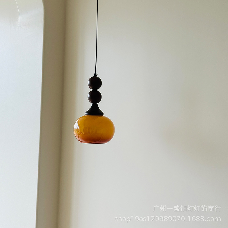 床头小吊灯中古南洋风法式复古美式设计师单头实木主卧室吧台线灯