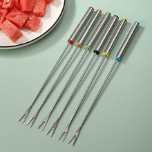 不锈钢水果叉手持式甜点叉六件套水果叉火锅叉芝士巧克力叉厨房用