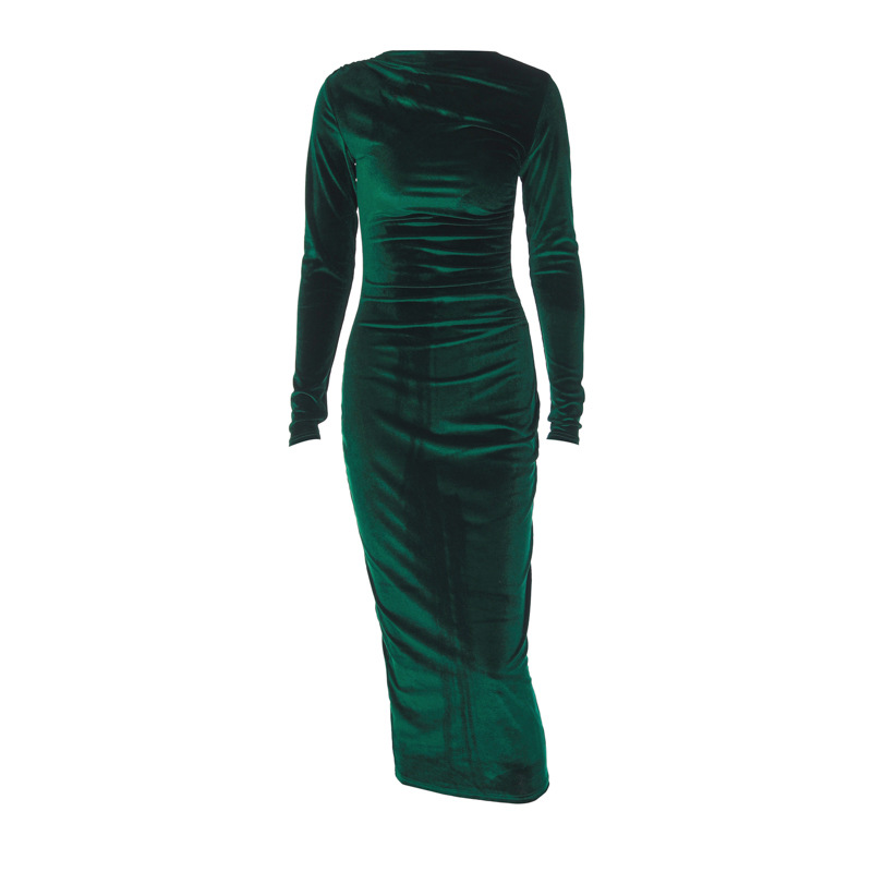 462g Weight Midi Dress Dress Length Type Long Sleeve Sleeve Length Velvet Dress Dresses Type Spandex, Polyester Fabric Type Mid Waist Waist Line Banquet, Evening Party Occasion Round Neck Neckline Slim Fit Type Solid Color Pattern Spring Season Women's Gender Elegant Style Wholesale Women's Elegant Solid Color Banquet Evening Party Round Neck Long Sleeve Velvet Dress 20