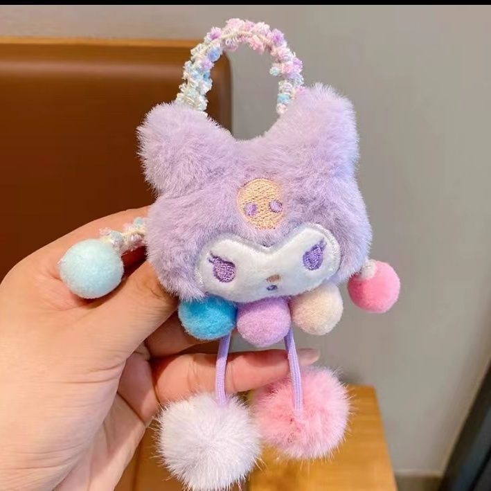 Kolomi anillo de cabello para niños cuerda de cabeza adorable Sanrio hilo de dibujos animados elástico chica Zuma bola de cola de caballo adornamiento para el cabello