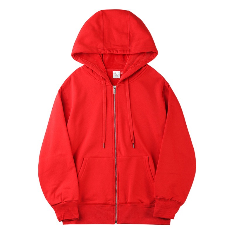 Sudadera informal con cremallera para hombre, de forro polar ultrasuave de 390 g, con capucha y forro polar, cárdigan grueso, ropa de trabajo para otoño e invierno con estampado por transferencia térmica.